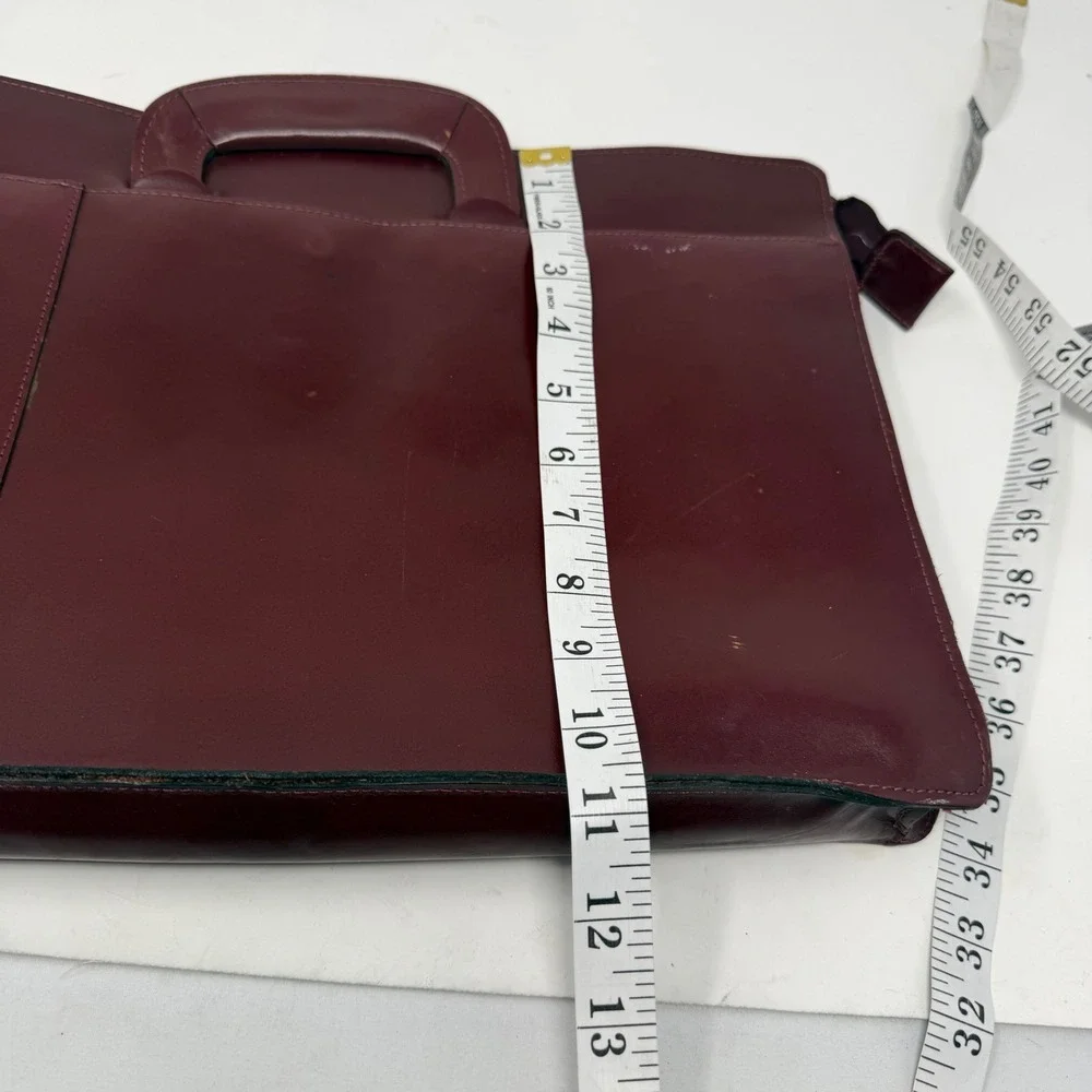 Vintage Burgundy Leather Portfolio Bag Made in Korea Deep Red labtop Bag